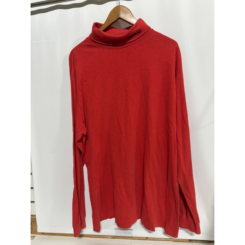 Vintage Adidas Red Long Sleeve Mock Turtleneck Shirt Men's L/XL Embroidered